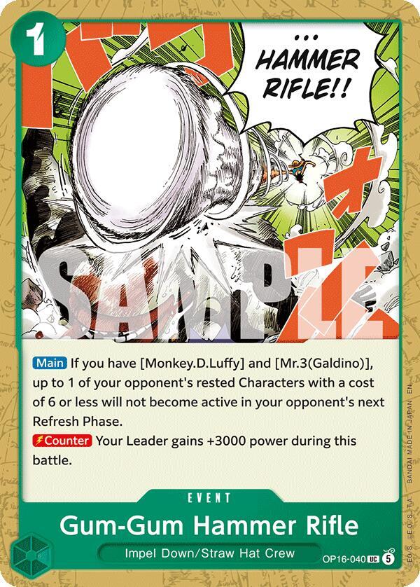 Gum-Gum Hammer Rifle : THE TIME OF BATTLE - OP16-040 trading card