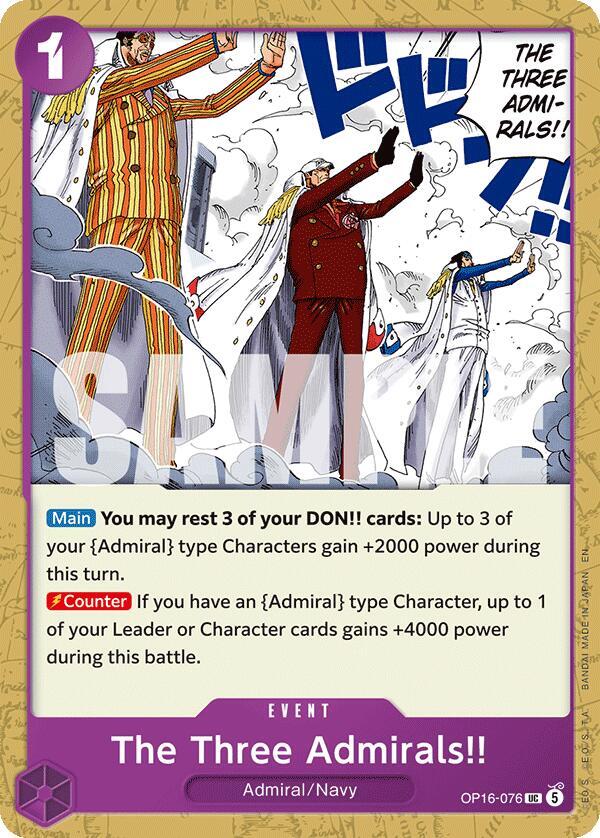 The Three Admirals!! : THE TIME OF BATTLE - OP16-076 trading card