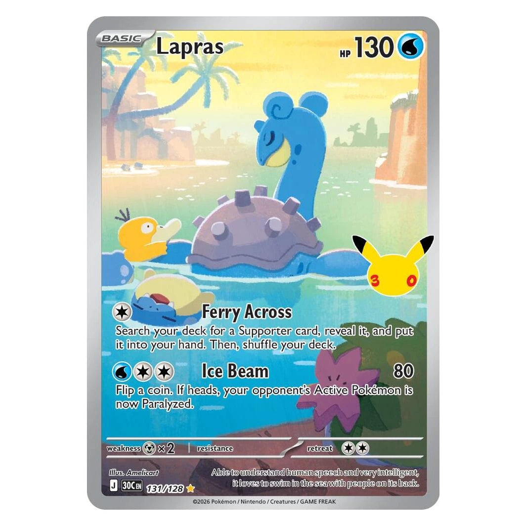 Lapras : 30TH CELEBRATION (Holo) - 131/128 trading card