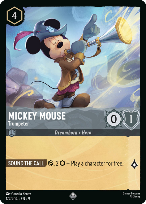 Mickey Mouse (Foil) : Trumpeter - 172/204 trading card in mint condition, featuring an enticing design.