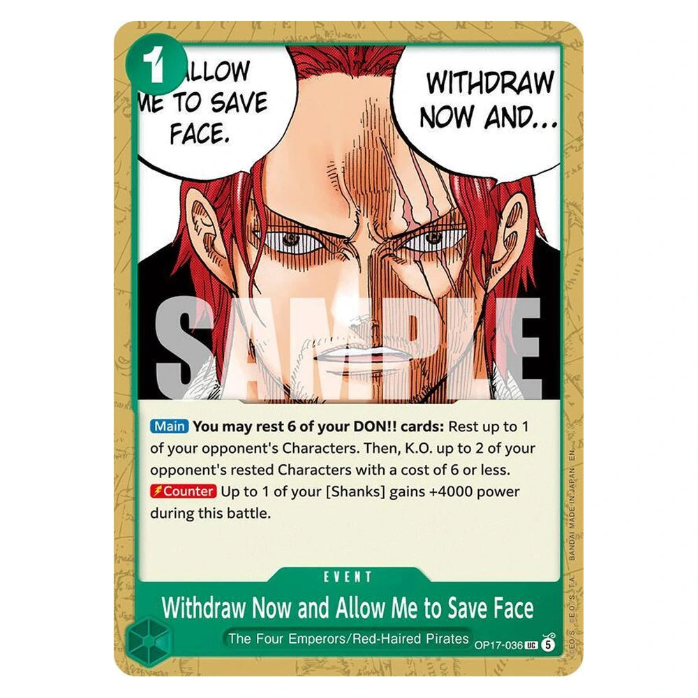 Withdraw Now and Allow Me to Save Face : THE WORLD'S STRONGEST WARRIORS - OP17-036 trading card