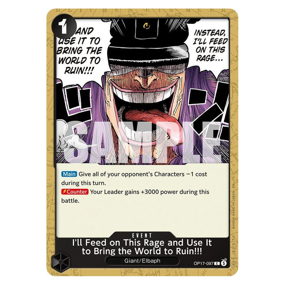 I'll Feed on This Rage and Use It to Bring the World to Ruin!!! : THE WORLD'S STRONGEST WARRIORS - OP17-097 trading card