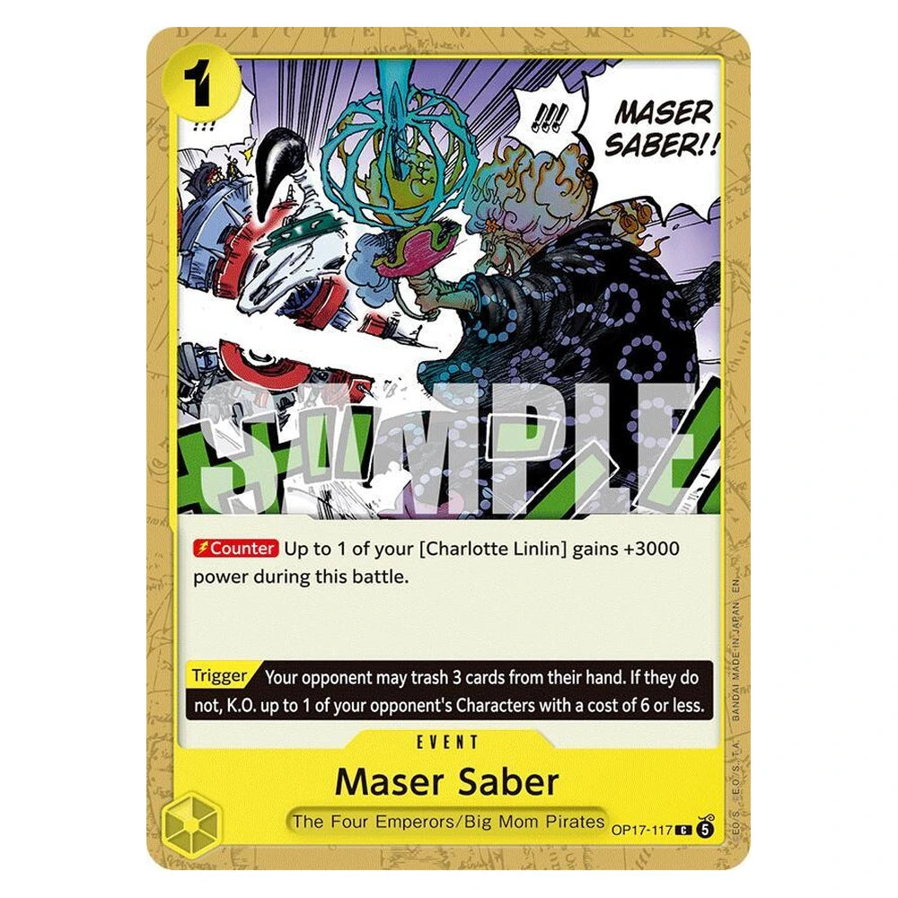 Maser Saber : THE WORLD'S STRONGEST WARRIORS - OP17-117 trading card