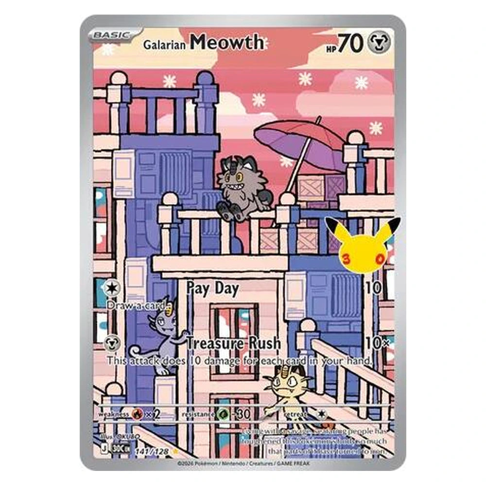 Galarian Meowth : 30TH CELEBRATION (Holo) - 141/128 trading card