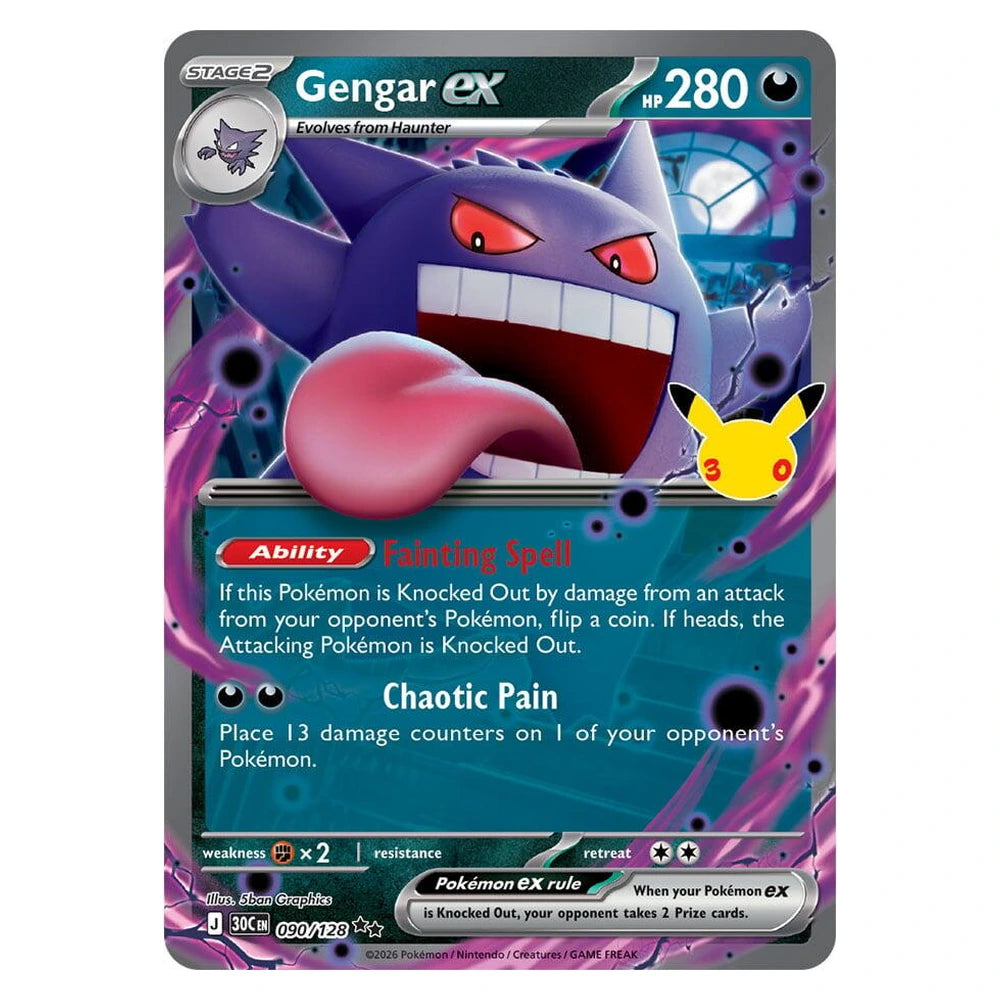 Gengar ex : 30TH CELEBRATION (Holo) - 090/128 trading card