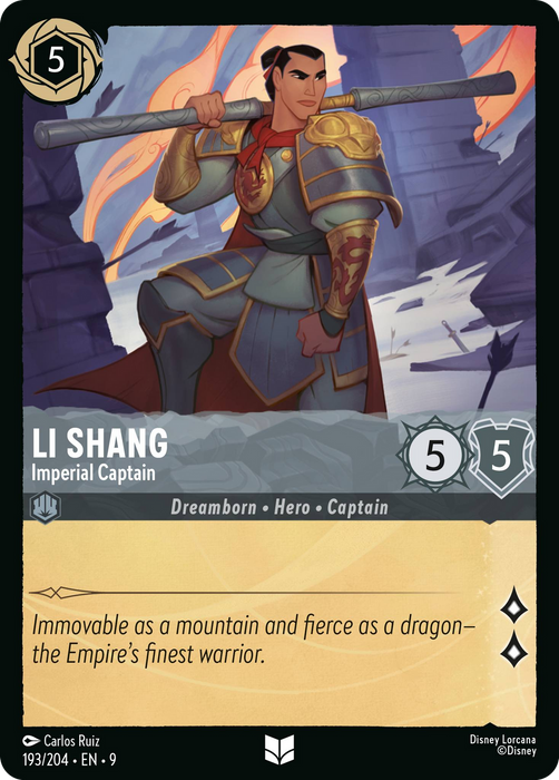 Li Shang (Foil) : Imperial Captain - 193/204 trading card in mint condition, enticing character design.