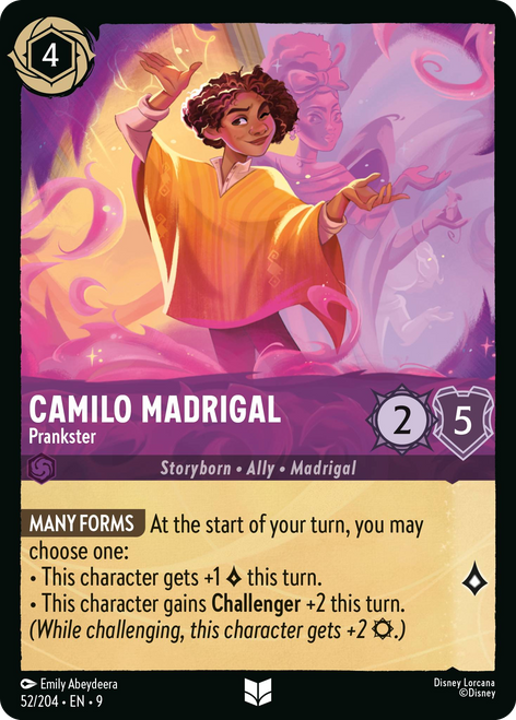 Camilo Madrigal (Foil) : Prankster - 52/204 trading card in mint condition, enticing artwork, perfect for collectors.