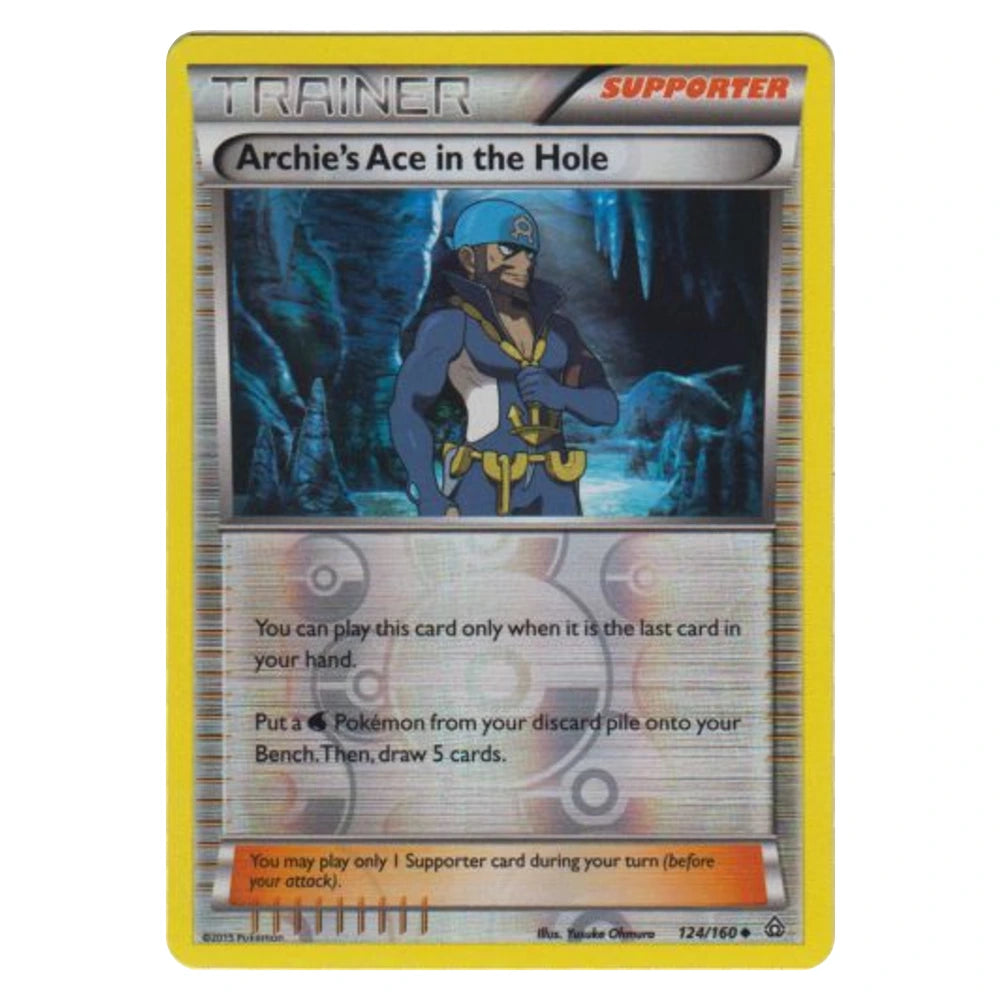 Archie's Ace in the Hole 124/160 Primal Clash reverse holo Pokémon card, scanned front