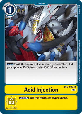 Lockett Labs Acid Injection: DOUBLE DIAMOND - BT6-099 card featuring a fierce Digimon, with effects for gameplay.