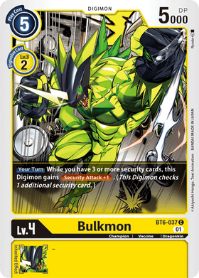 Lockett Labs Bulkmon: DOUBLE DIAMOND - BT6-037 card featuring a green, dragon-like Digimon with sharp features and dynamic po
