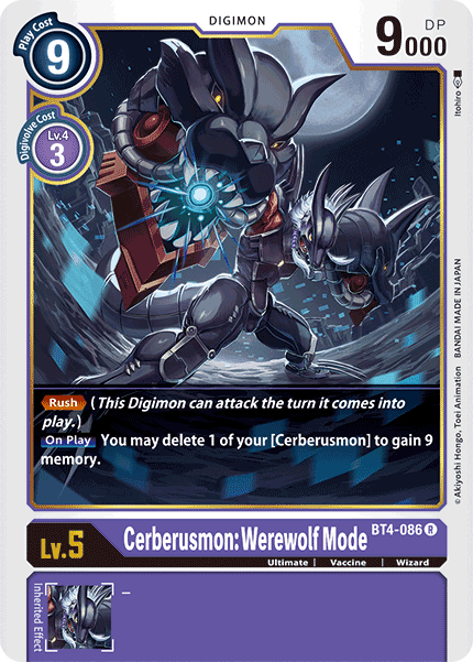 Cerberusmon: Werewolf Mode : GREAT LEGEND (R) - BT4-086 - Lockett Labs UK