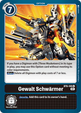 Lockett Labs Gewalt Schwärmer: DOUBLE DIAMOND - BT6-105 card featuring a powerful mech design and gameplay instructions.