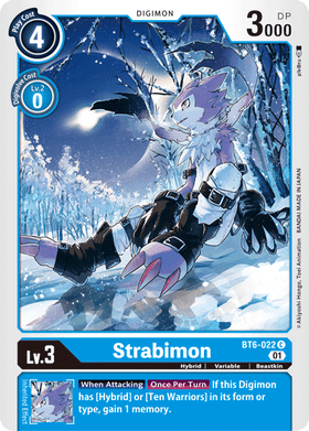 Lockett Labs Strabimon: DOUBLE DIAMOND - BT6-022 card featuring a purple beast-like character in a snowy landscape.