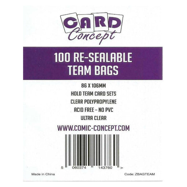 Card Concept : Re-sealable Team bags 86 x 114mm - (100ct)