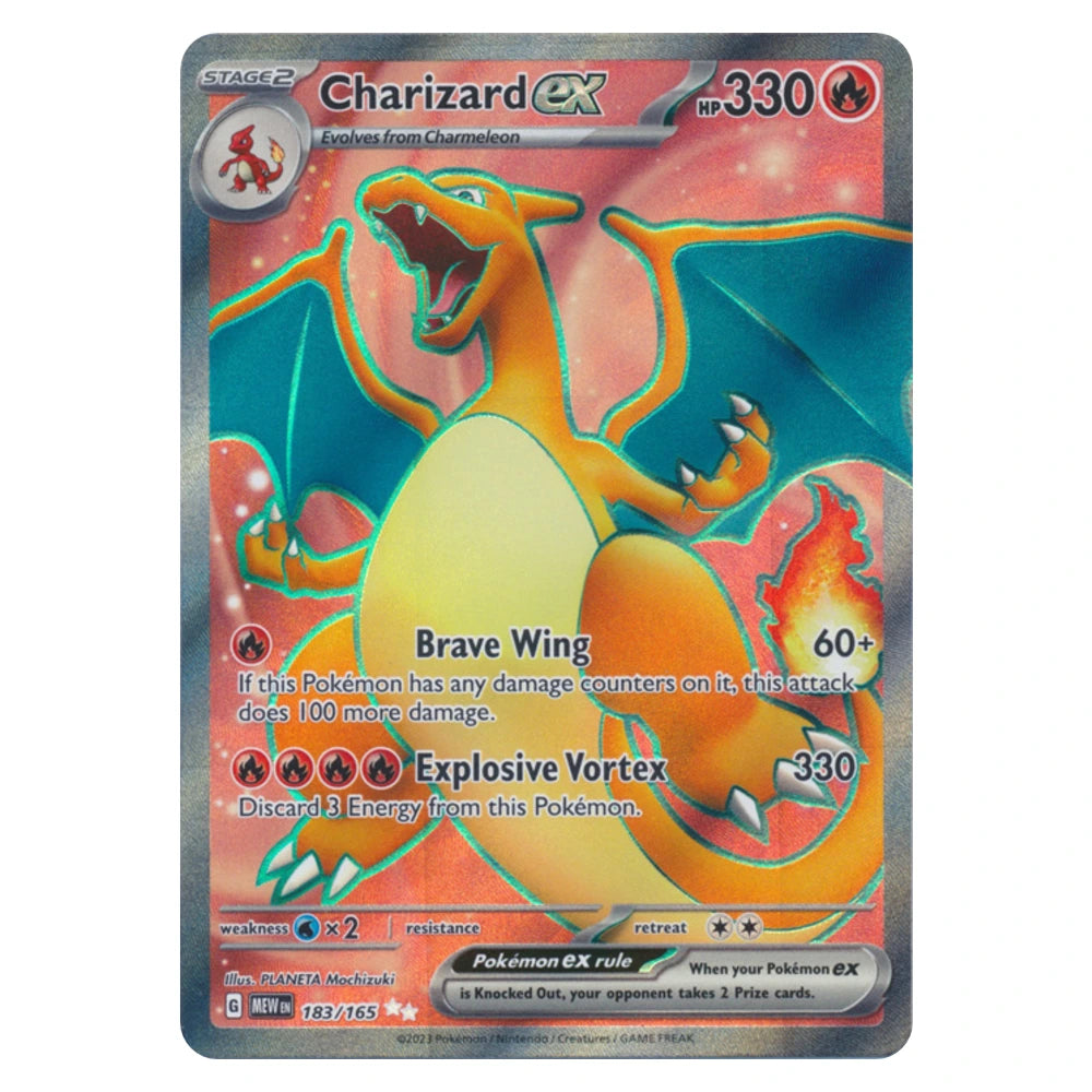 Charizard ex 183/165 151 Pokémon card, scanned front