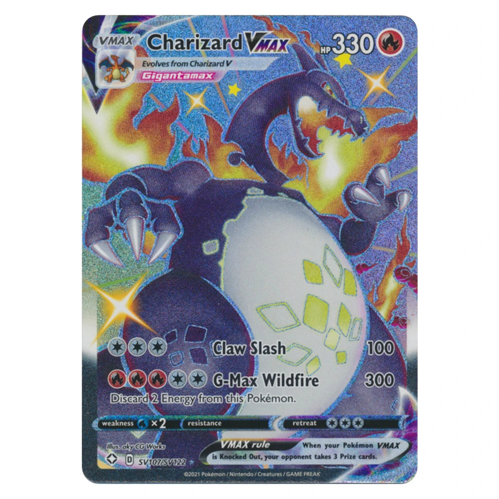 Charizard VMAX SV107/SV122 Shining Fates Pokémon card, scanned front