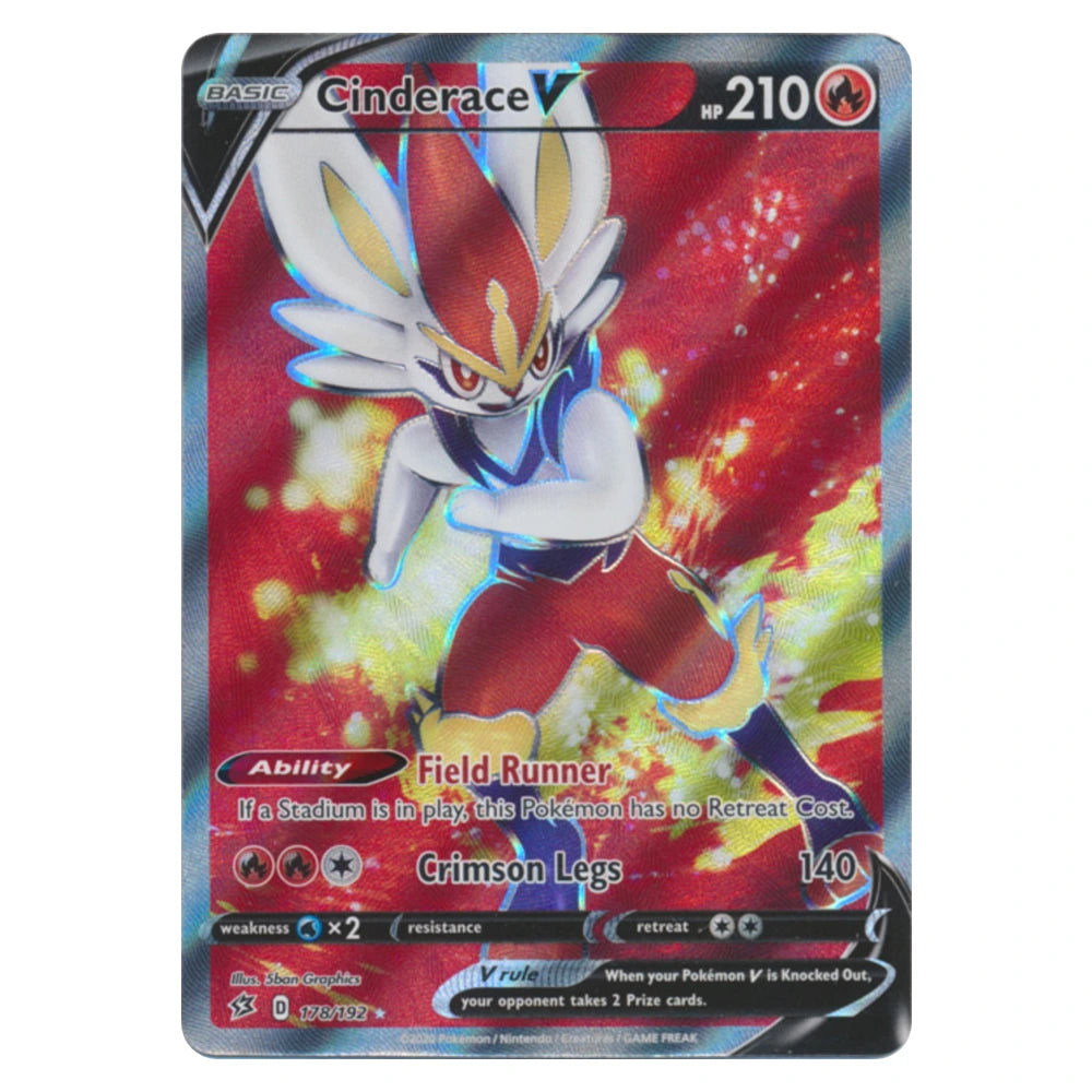 Cinderace V 178/192 Rebel Clash Pokémon card, scanned front
