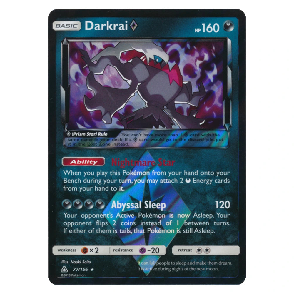 Darkrai Prism Star 77/156 Ultra Prism holo Pokémon card, scanned front