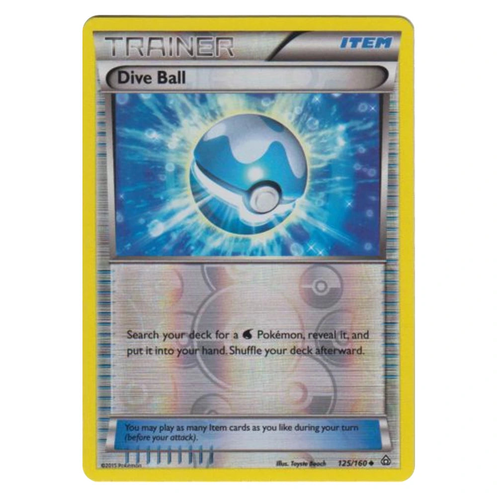 Dive Ball 125/160 Primal Clash reverse holo Pokémon card, scanned front