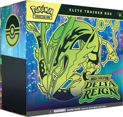 Delta Reign Elite Trainer Box featuring Mega Rayquaza
