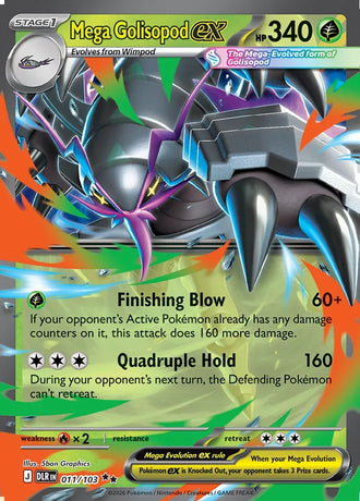 Mega Golisopod ex card 011/103 from Delta Reign, 340 HP Grass Stage 1 with Finishing Blow