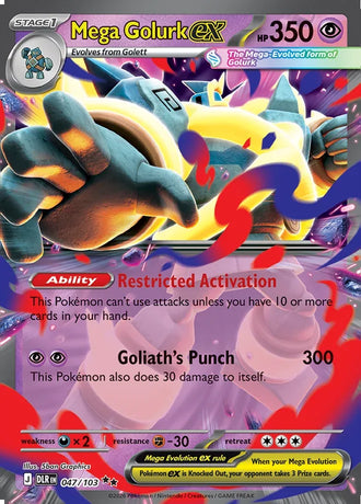 Mega Golurk ex card 047/103 from Delta Reign, 350 HP Psychic Stage 1 with Goliath's Punch