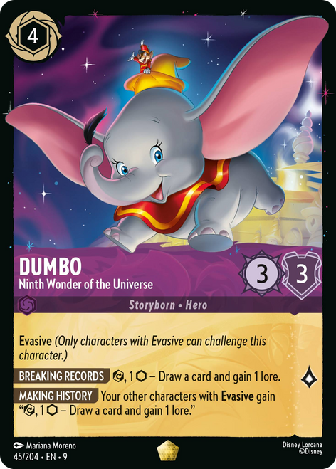 Dumbo (Foil) : Ninth Wonder of the Universe - 45/204 trading card in mint condition, featuring colorful artwork.
