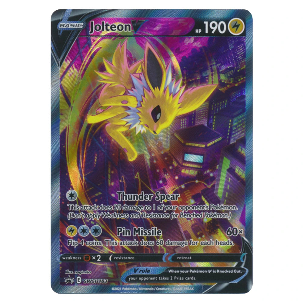 Jolteon V SWSH183 Sword & Shield Promo Pokémon card, scanned front