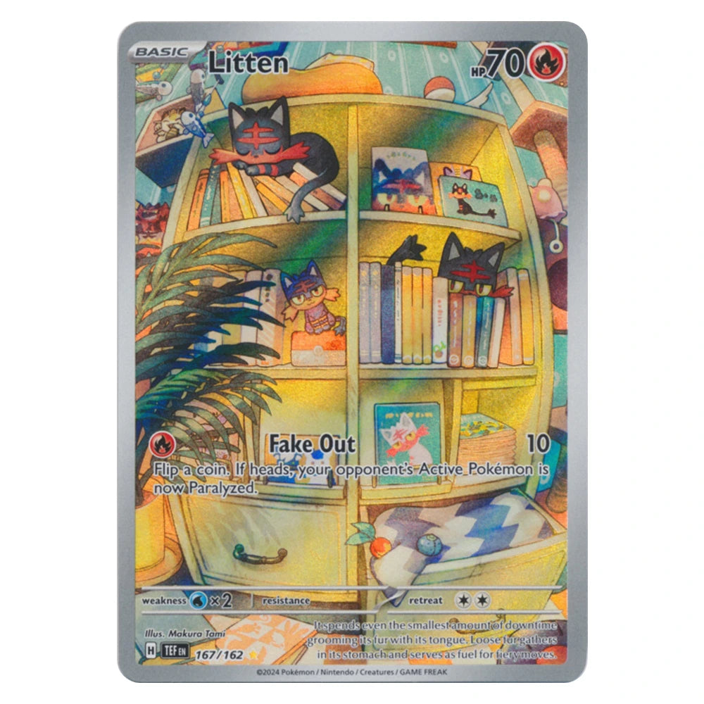 Litten 167/162 Temporal Forces Pokémon card, scanned front