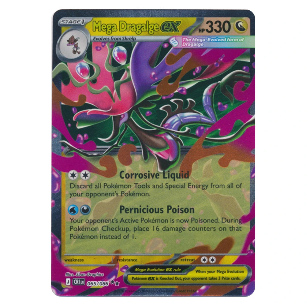 Mega Dragalge ex 065/086 Chaos Rising holo Pokémon card, scanned front