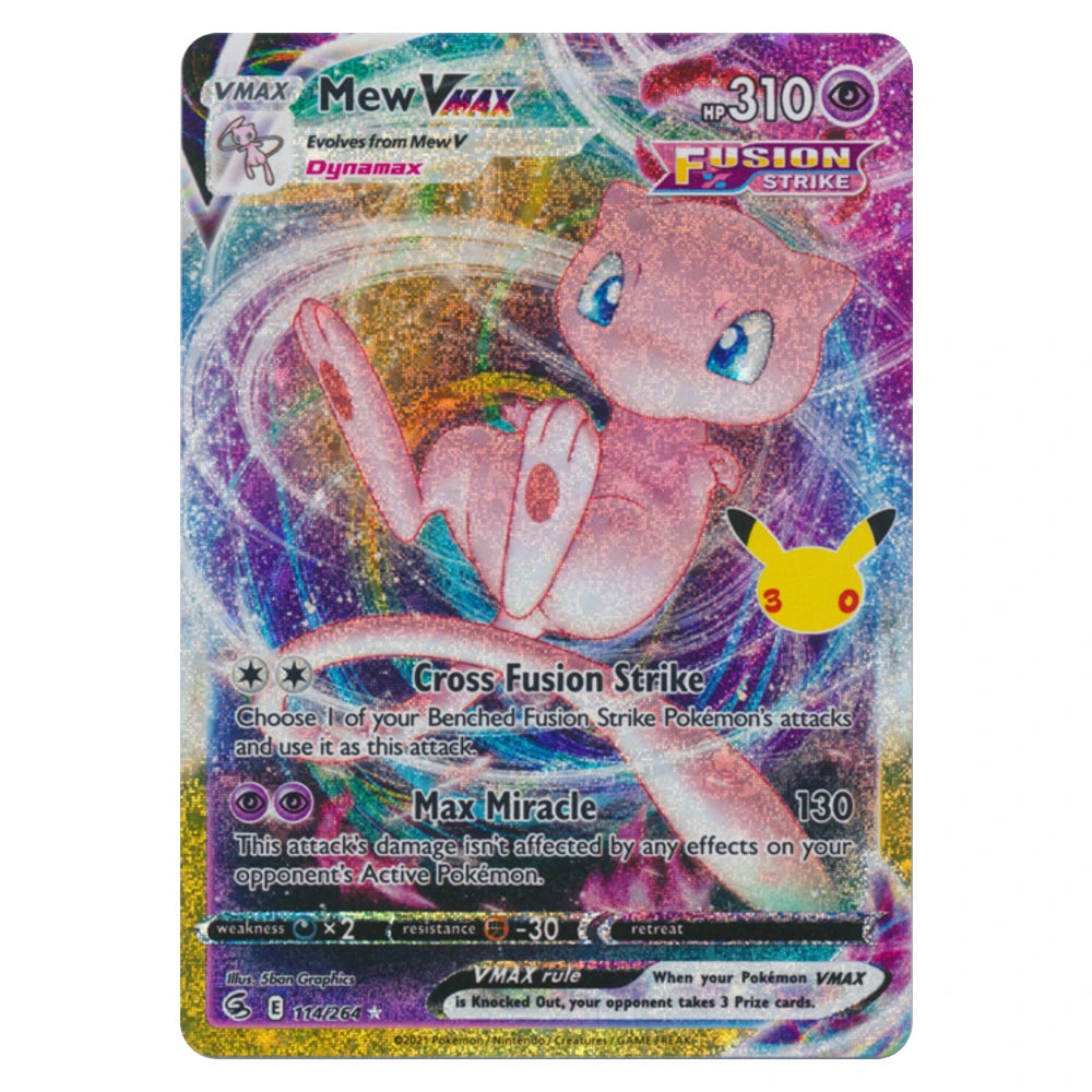 Mew VMAX 114/264 30th Celebration Classic Collection Pokémon card, scanned front