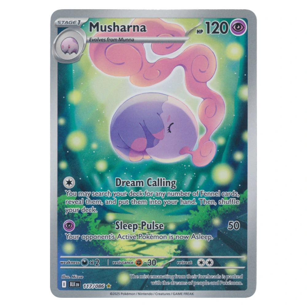 Musharna 117/086 Black Bolt Pokémon card, scanned front
