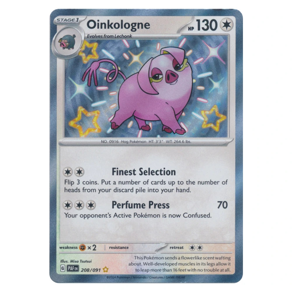 Oinkologne 208/091 Paldean Fates Pokémon card, scanned front