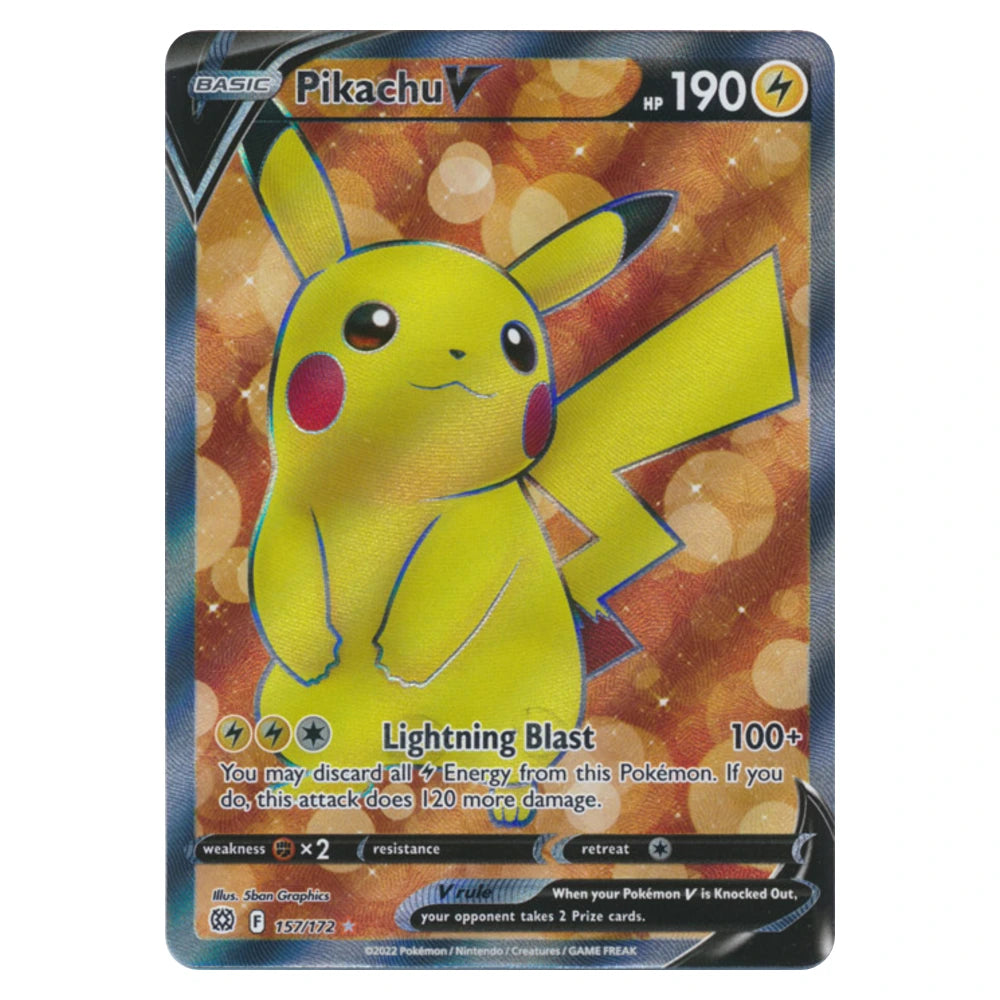 Pikachu V 157/172 Brilliant Stars Pokémon card, scanned front