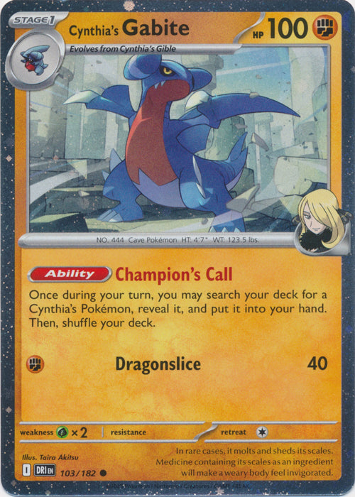 Cynthia's Gabite : LATERNATE PROMO (Holo) - 103/182 - Lockett Labs UK