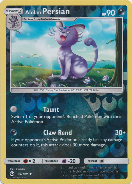 Alolan Persian : SUN & MOON BASE (Reverse holo) - 79/149