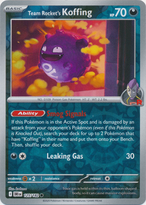 Team Rocket's Koffing : DESTINED RIVALS (Reverse holo) - 125/182 - Lockett Labs UK