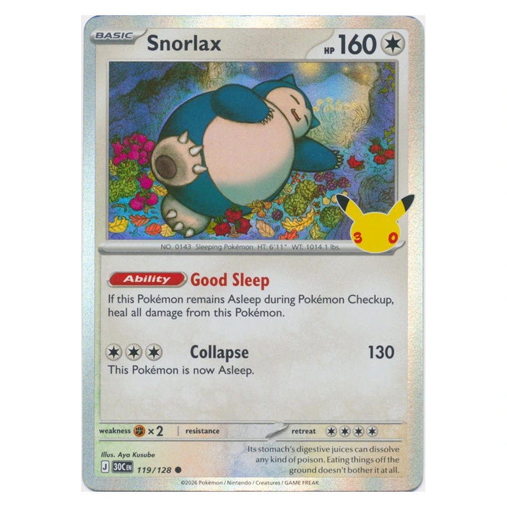Snorlax : 30TH CELEBRATION (Holo) - 119/128