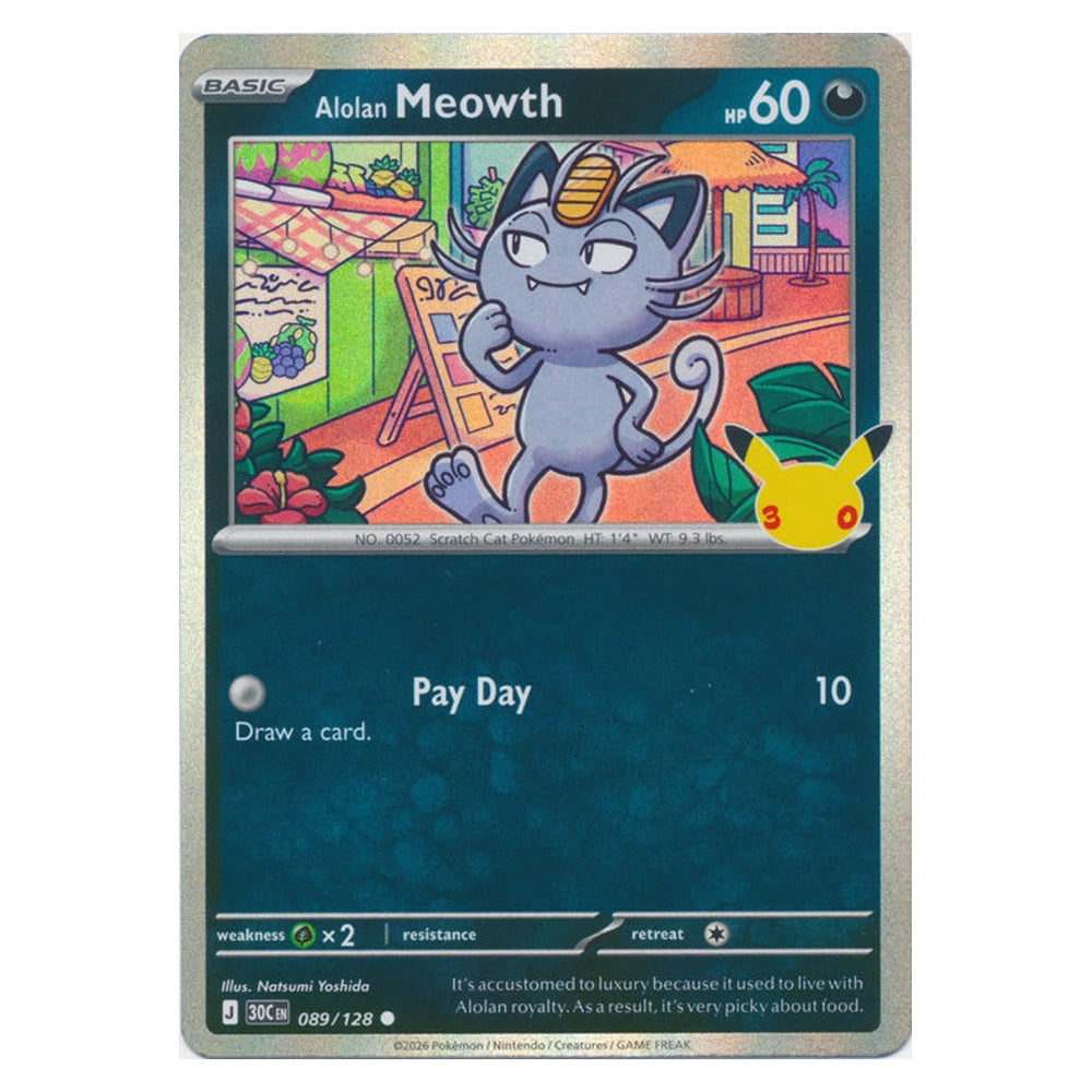 Alolan Meowth : 30TH CELEBRATION (Holo) - 089/128