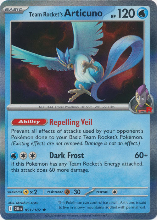 Team Rocket's Articuno : DESTINED RIVALS (Holo) - 051/182 - Lockett Labs UK