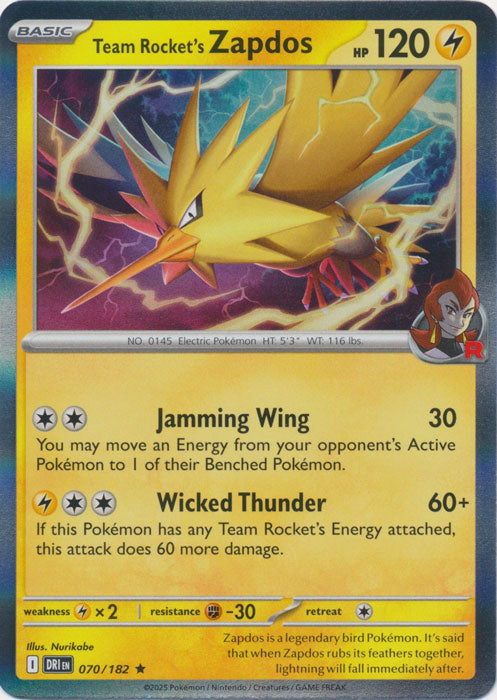 Team Rocket's Zapdos : DESTINED RIVALS (Holo) - 070/182