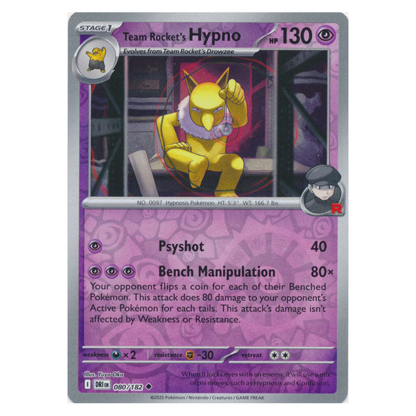Team Rocket's Hypno : DESTINED RIVALS (Reverse holo) - 080/182