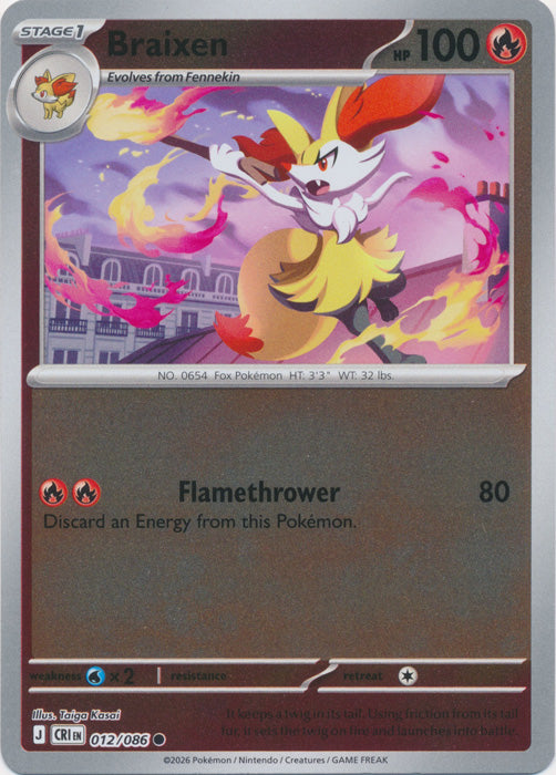 Braixen : CHAOS RISING (Reverse holo) - 012/086