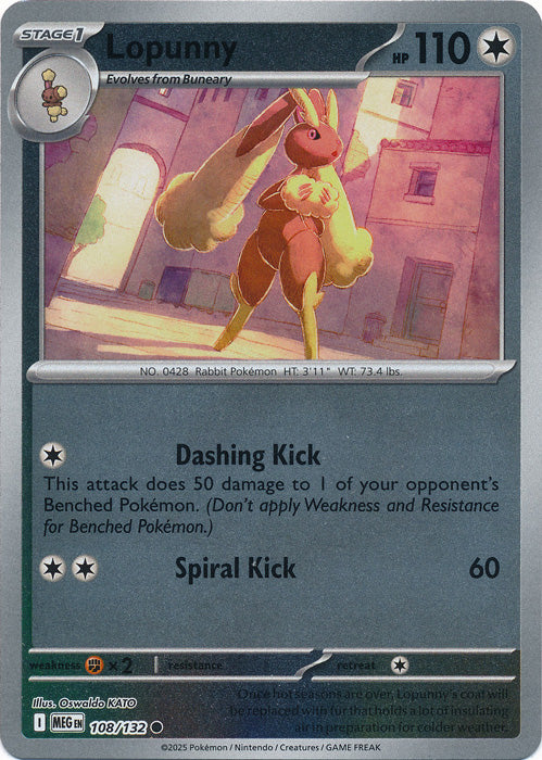 Lopunny : MEGA EVOLUTION BASE (Reverse holo) - 108/132 - Lockett Labs UK