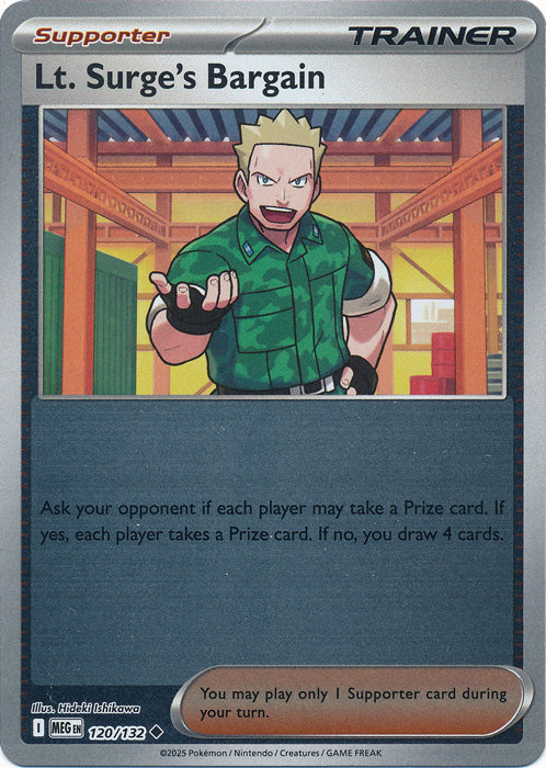 Lt. Surge's Bargain : MEGA EVOLUTION BASE (Reverse holo) - 120/132 - Lockett Labs UK