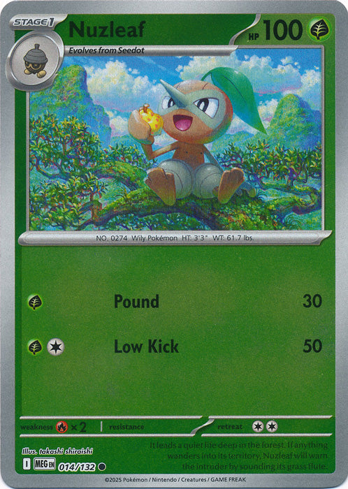 Nuzleaf : MEGA EVOLUTION BASE (Reverse holo) - 014/132 - Lockett Labs UK