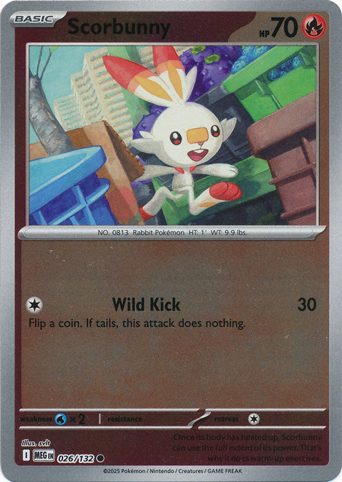 Scorbunny : MEGA EVOLUTION BASE (Reverse holo) - 026/132 - Lockett Labs UK