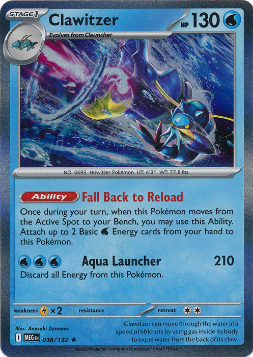 Clawitzer : MEGA EVOLUTION BASE (Holo) - 038/132 - Lockett Labs UK