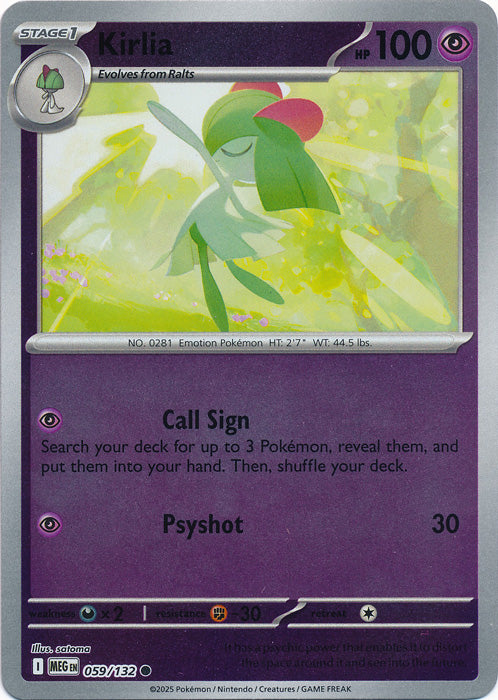 Kirlia : MEGA EVOLUTION BASE (Reverse holo) - 059/132 - Lockett Labs UK