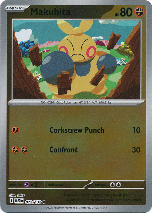 Makuhita : MEGA EVOLUTION BASE (Reverse holo) - 072/132 - Lockett Labs UK